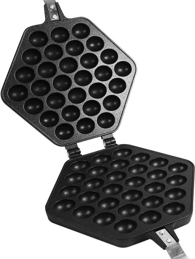 Wafelijzer Multifunctioneel Bubbelwafel Pan Zelfgemaakte Wafels Antiaanbaklaag 39 cm Lengte Zwart
