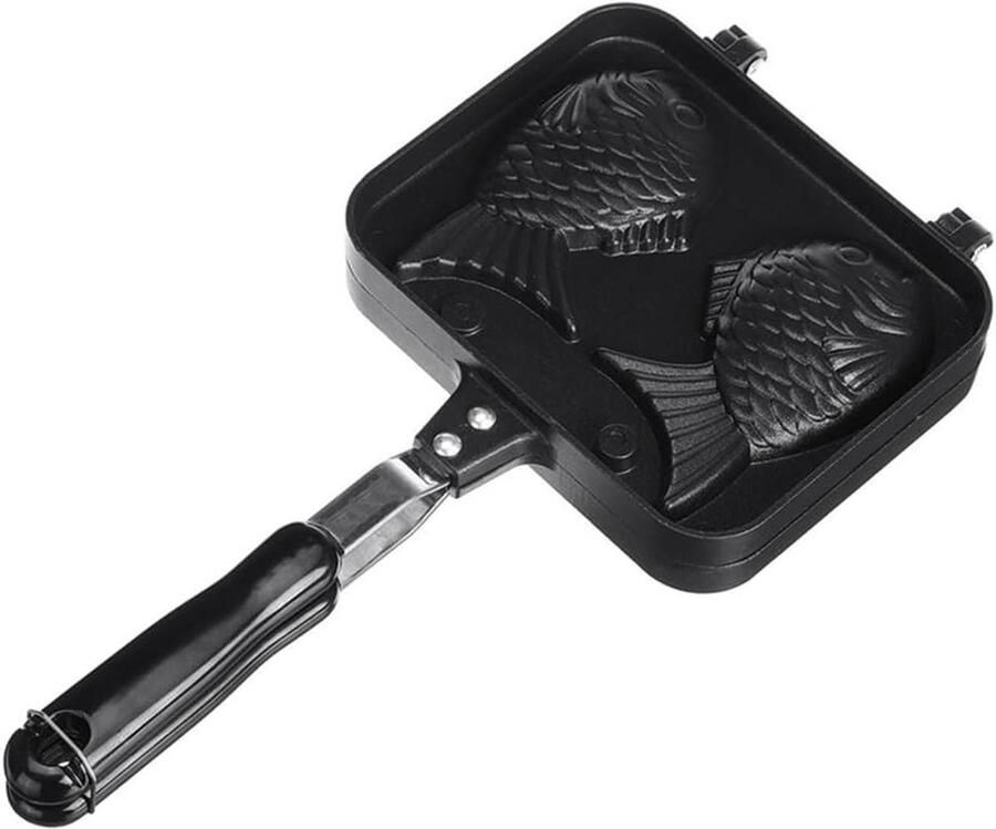 Wafelijzer Pan Dessert Vorm Zoete Gebakjes Maken Dubbelzijdig Non-stick 36.5 cm Lengte Zwart