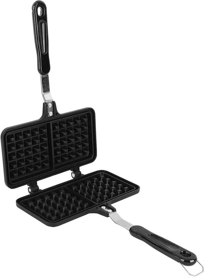 Wafelijzer Pan Dubbel Wafel Bakvorm Ontbijt Maken Dubbel Hoofd Ontwerp 34D x 22W x 4H cm