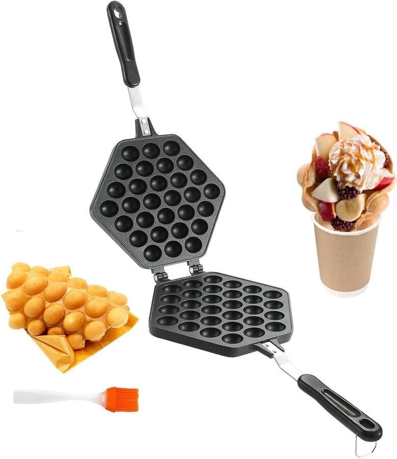 Wafelijzer Pan Ei Wafelijzer Zelf Wafels Maken Dubbelzijdig Ontwerp 409 x 23 cm Zwart
