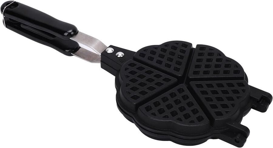 Wafelijzerpan Hartvorm Mini wafelmaker Ontbijt maken Veelzijdig ontwerp 38 x 15 cm Zwart
