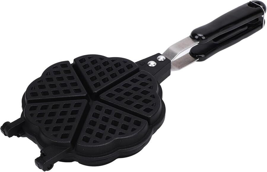 Wafelijzer Pan Hartvormige Wafels Ontbijt Maken 5 Mini Wafels Tegelijk 16x36cm Zwart