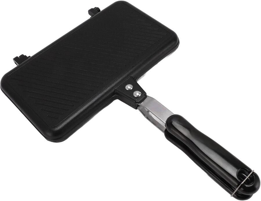 Wafelijzer Pan Keuken Accessoire Familie Ontbijt Snelle Bereiding 37x25x4 cm Zwart