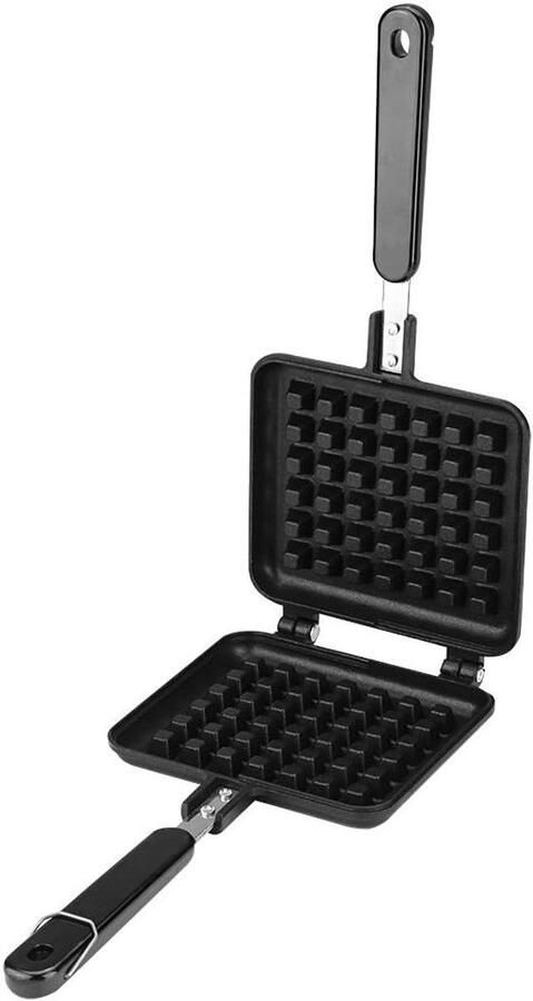 Wafelijzer Pan Keuken Bakvorm Huisgemaakte Wafels Dubbelzijdig Drukken 14 cm Diameter Zwart