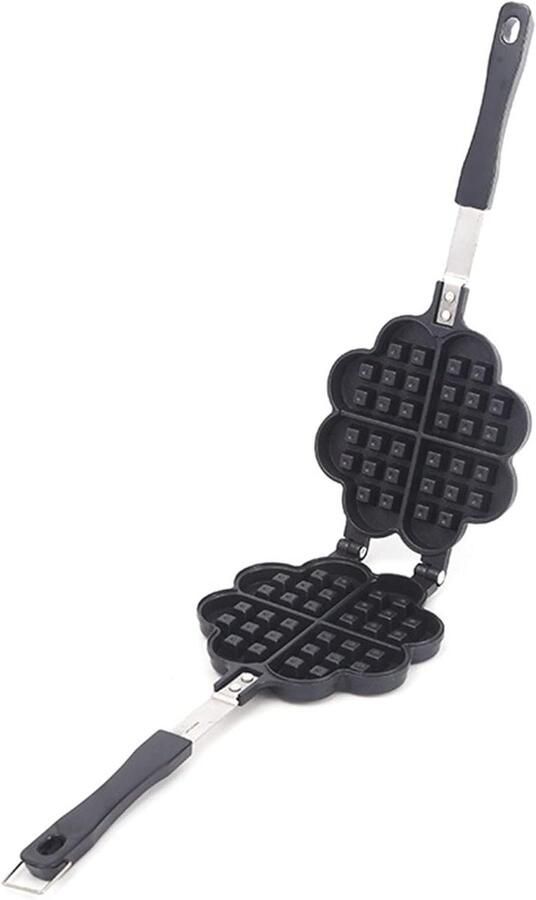 Wafelijzer Pan Non-stick Wafelvorm Ontbijt Maken Gasfornuis Geschikt 33.8x22cm Zwart