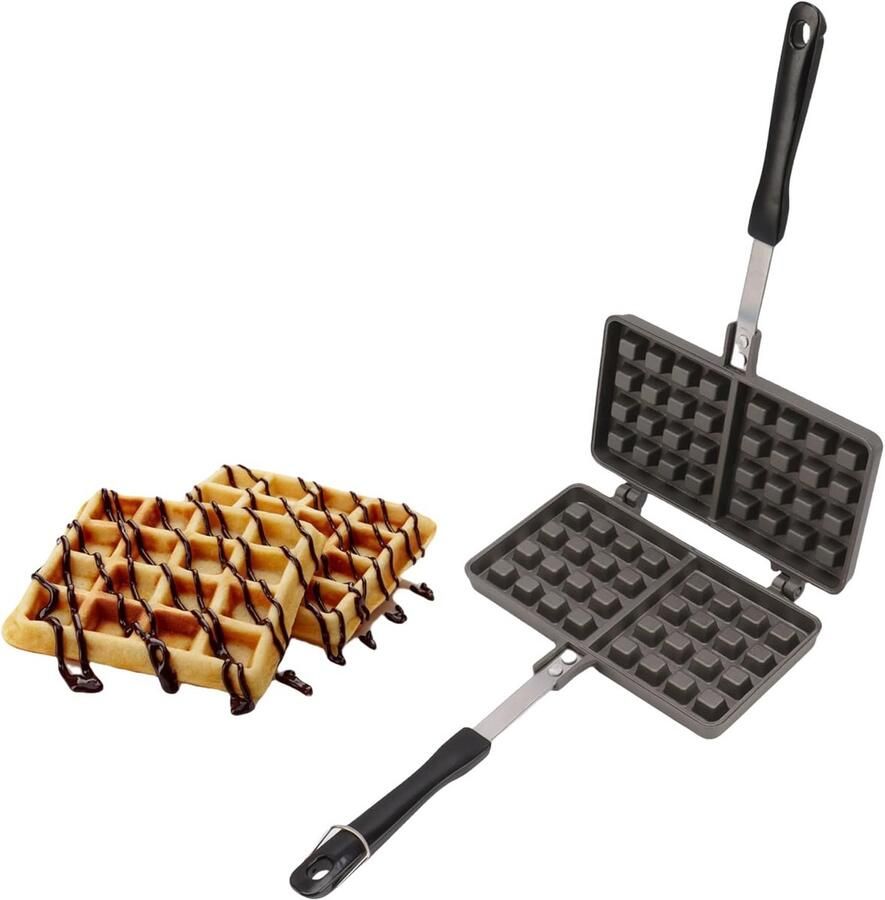 Wafelijzer Pan Pannenkoek Maker Lekkere Ontbijtjes Maken Anti-aanbaklaag Compact Formaat Zwart