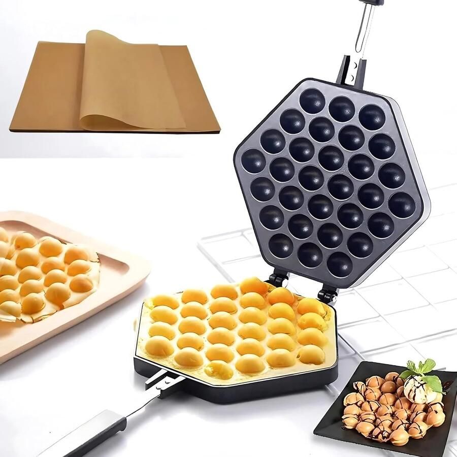 Wafelijzer Pan Poffertjes Pan Snacks Maken Dubbelzijdig Ontwerp 39cm Lengte Zwart