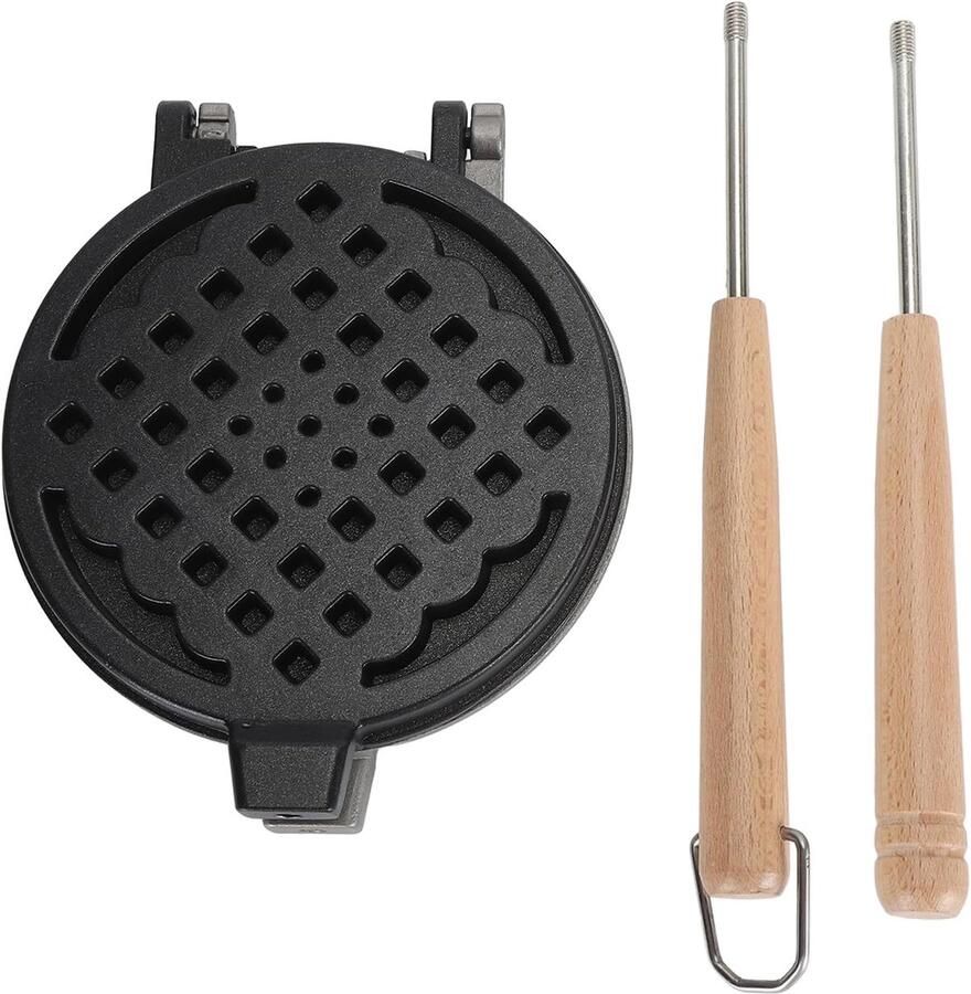Wafelijzer Pan Sandwich Broodrooster Ontbijt Bakken Dubbelzijdig Anti-aanbak 36 x 14 cm Zwart