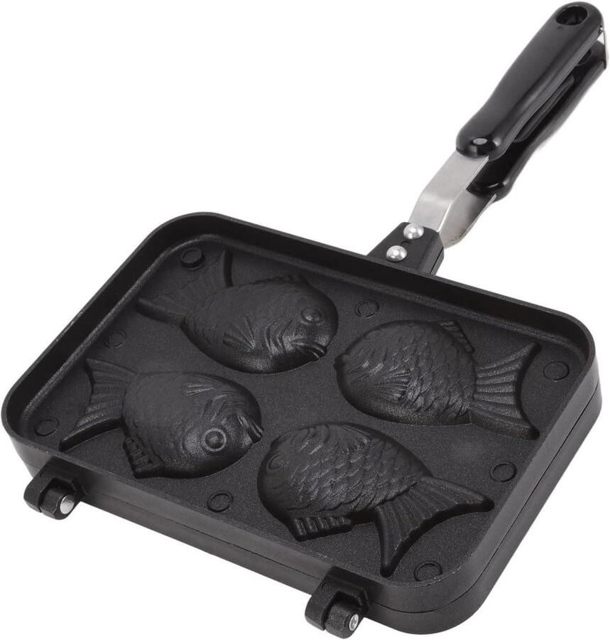 Wafelijzer Pan Visvorm Bakplaat Desserts Bakken Antiaanbaklaag 22.5 x 36.5 cm Zwart