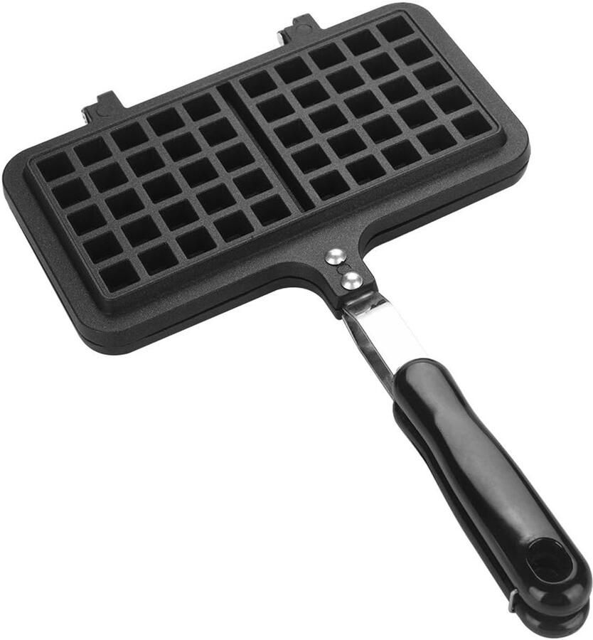 Wafelijzer Pan Wafel Maker Gasfornuis Bakken Dubbele Kop Vorm 35x23x4 cm Zwart