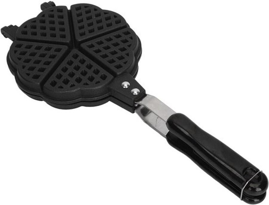 Wafelijzer Pan Wafelmaker Koekenpan Wafels Bakken Lichtgewicht Aluminium 15 x 37 cm Zwart