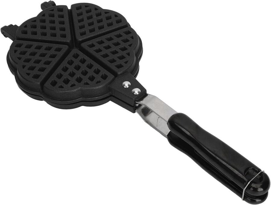 Wafelijzer Pan Wafelmaker Koekenpan Wafels Bakken Lichtgewicht Aluminium 15 x 37 cm Zwart