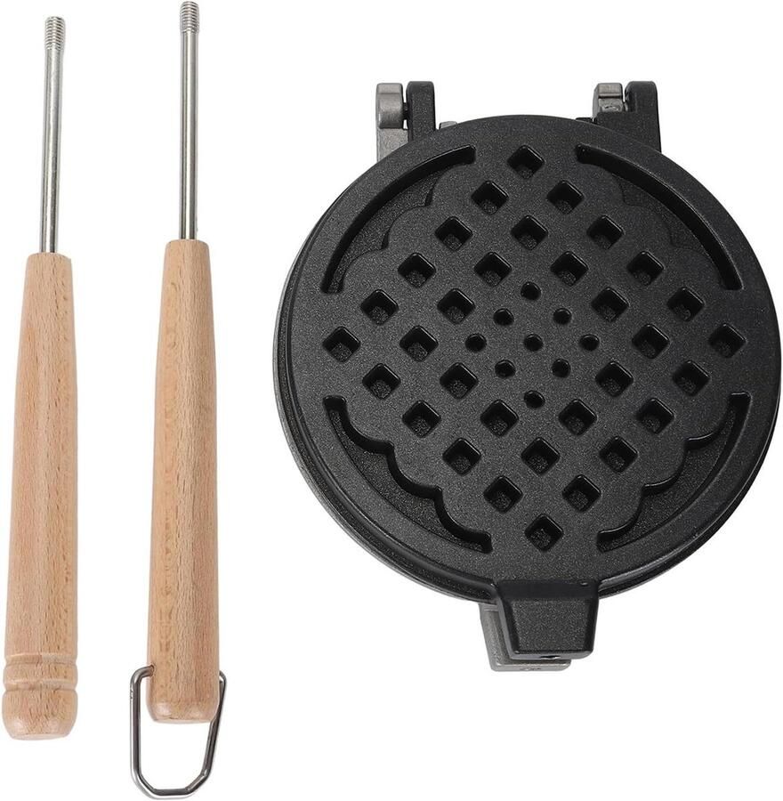 Wafelijzer Pan Wafelmaker Sandwichijzer Ontbijt Bakken Dubbelzijdig Antiaanbak 23 x 23 x 4 cm Zwart