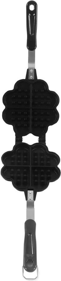 Wafelijzer Pan Wafelvorm Bakplaat Wafels Bakken Dubbele Handgreep 35x14cm Zwart