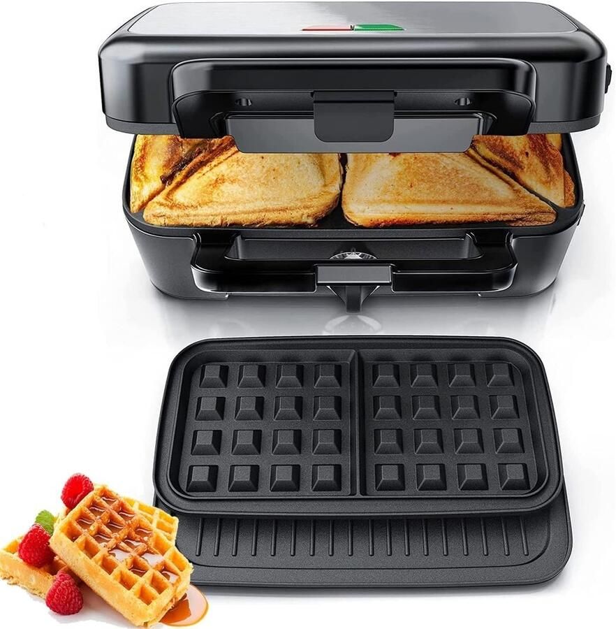 Croque Monsieur machine Wafelijzer Panini maker Lekkere Snacks Maken 5 Snelheden Temperatuur