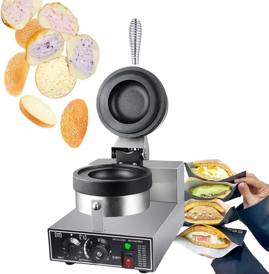 Wafelijzer Panini Maker Broodjes Bakken Dubbelzijdig Verwarmen 1200W Zilver