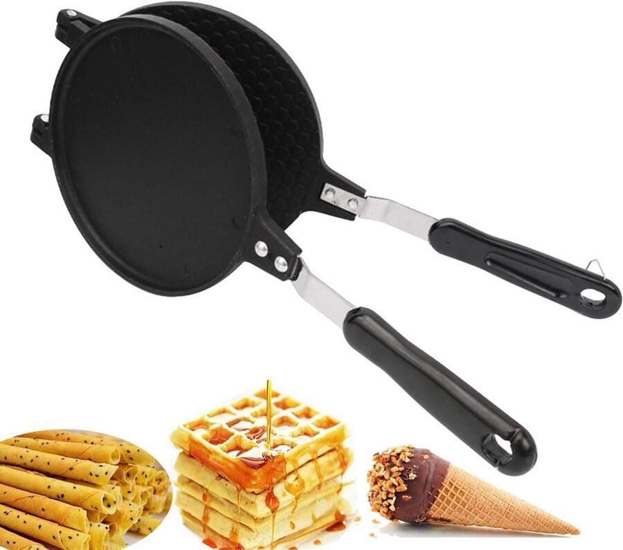 Wafelijzer Pannenkoekenmaker Omelet Desserts Maken Dubbelzijdig Bakken 16.7cm Goud