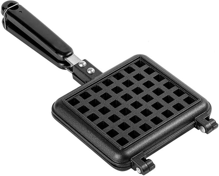 Wafelijzer Platen Wafelmaker Kookplaat Wafels Maken Dubbelzijdig Gietijzer 30 x 14.5 cm Zilver