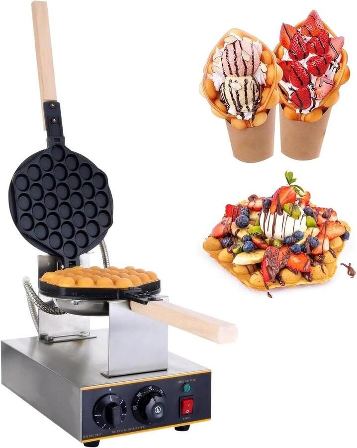 Wafelijzer Poffertjesijzer Gebakken Wafels Maken 180° Draaibaar 1400W Zilver