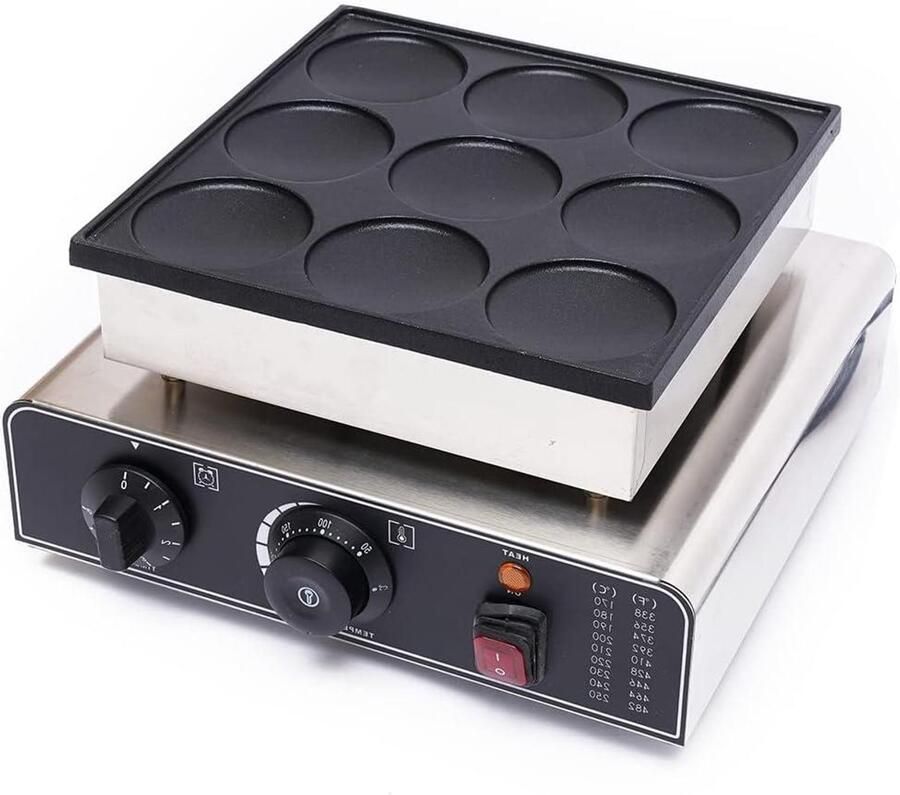Wafelijzer Poffertjesmaker Desserts Maken Automatische Timer 9 Stuks Zilver