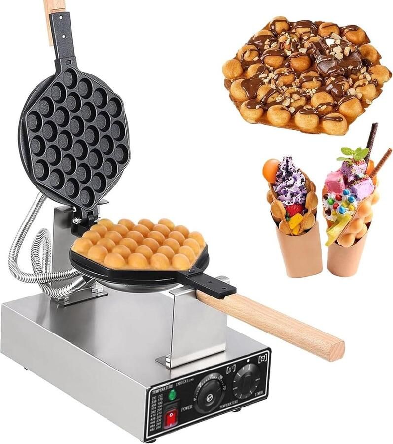 Wafelijzer Poffertjespan Desserts Maken Dubbelzijdig Verwarmen 1400W Zilverkleurig