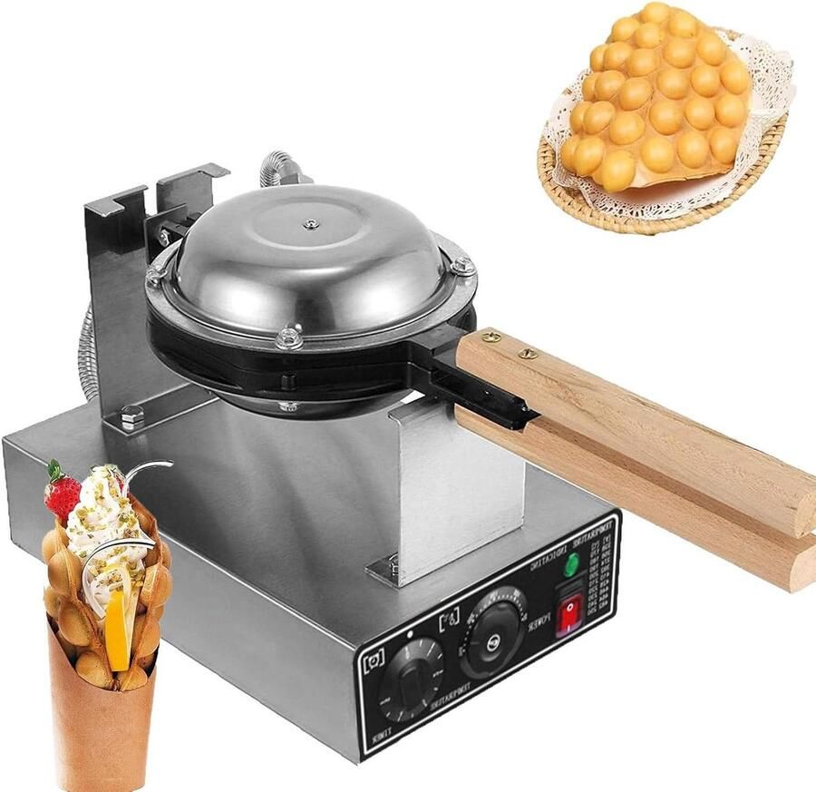 Wafelijzer Poffertjespan Eisrolmaker Desserts Maken Dubbelzijdig Verwarmend 22 cm Bakplaat Zilver