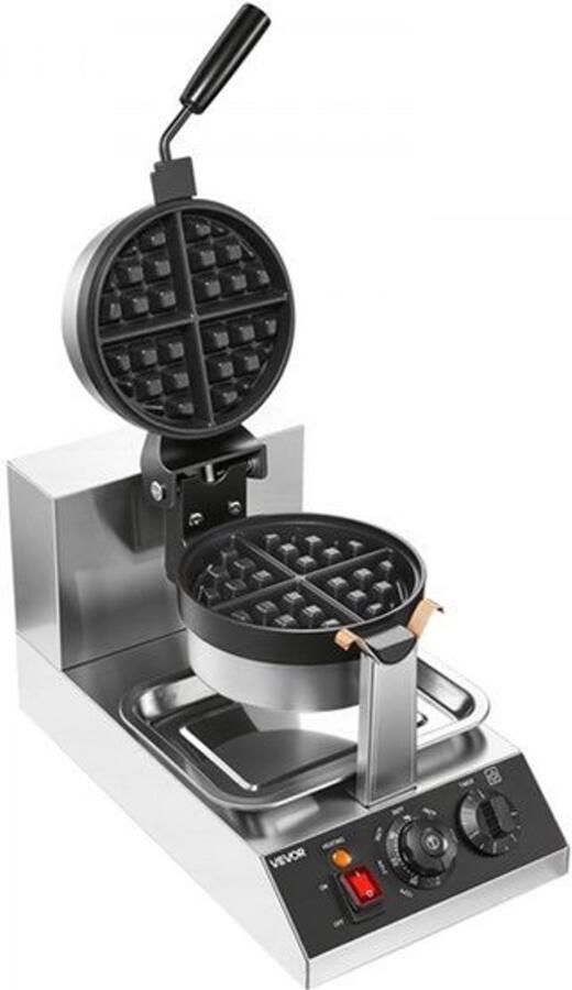 Wafelijzer Ronde 1300 W 7 5 x 7 5 Inch Bakvorm RVS Contactgrill Voor Krokante En Luchtige Wafels