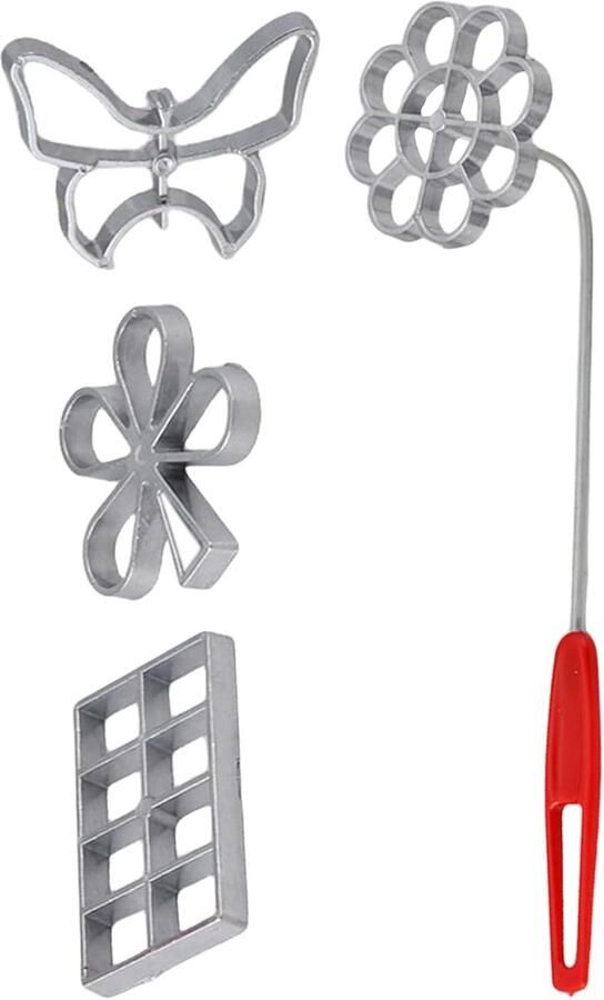 Wafelijzer Set Koekjesvormen Bakken Gefrituurde Snacks 4 Verschillende Vormen 3D x 18B x 3H cm