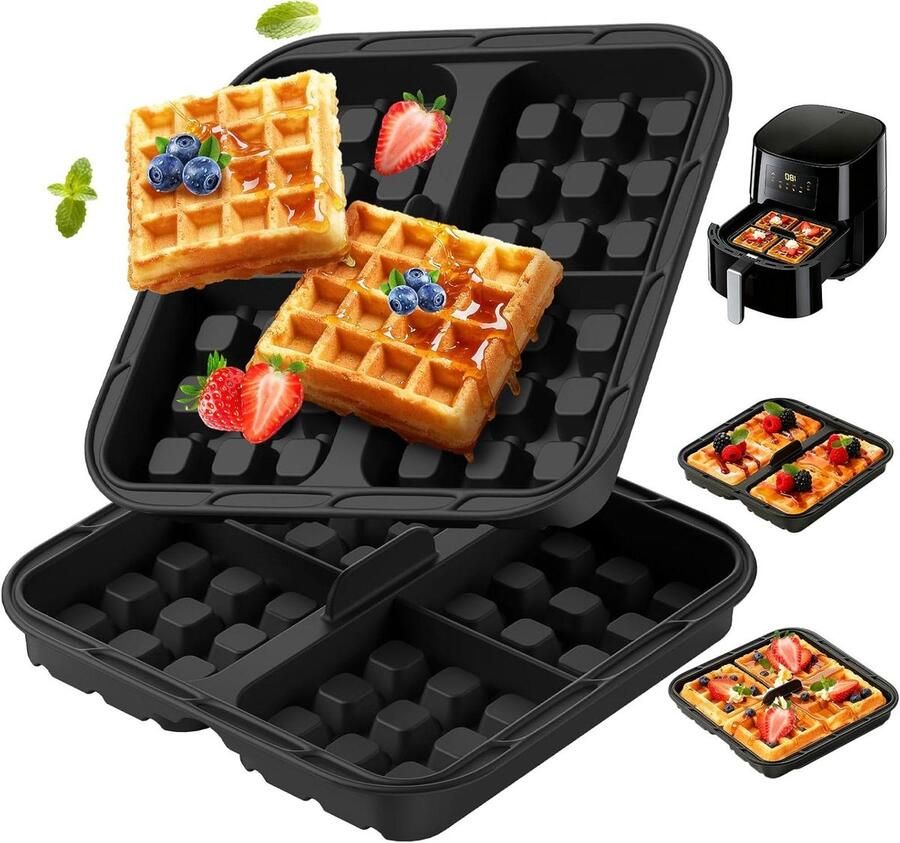 Wafelijzer Set Siliconen Vormen Bakken Thuis Hittebestendig Materiaal 223 x 203 cm Grijs