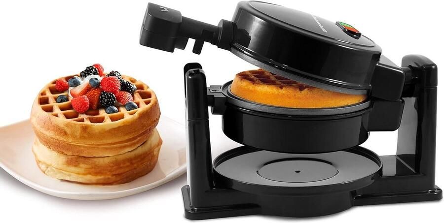 Wafelijzer Snackmaker Lekkere Snacks Maken Draaibaar Bakken 32 cm Dik Zwart