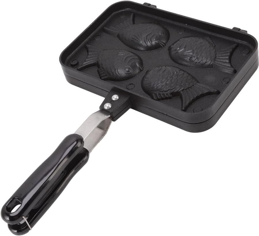 Wafelijzer Taiyaki Visvorm Cakevorm Bakvormen met antiaanbaklaag Dubbele bakvorm Wafelbakvorm met anti-verbrandingshandvat Japanse Taiyaki-maakmachine