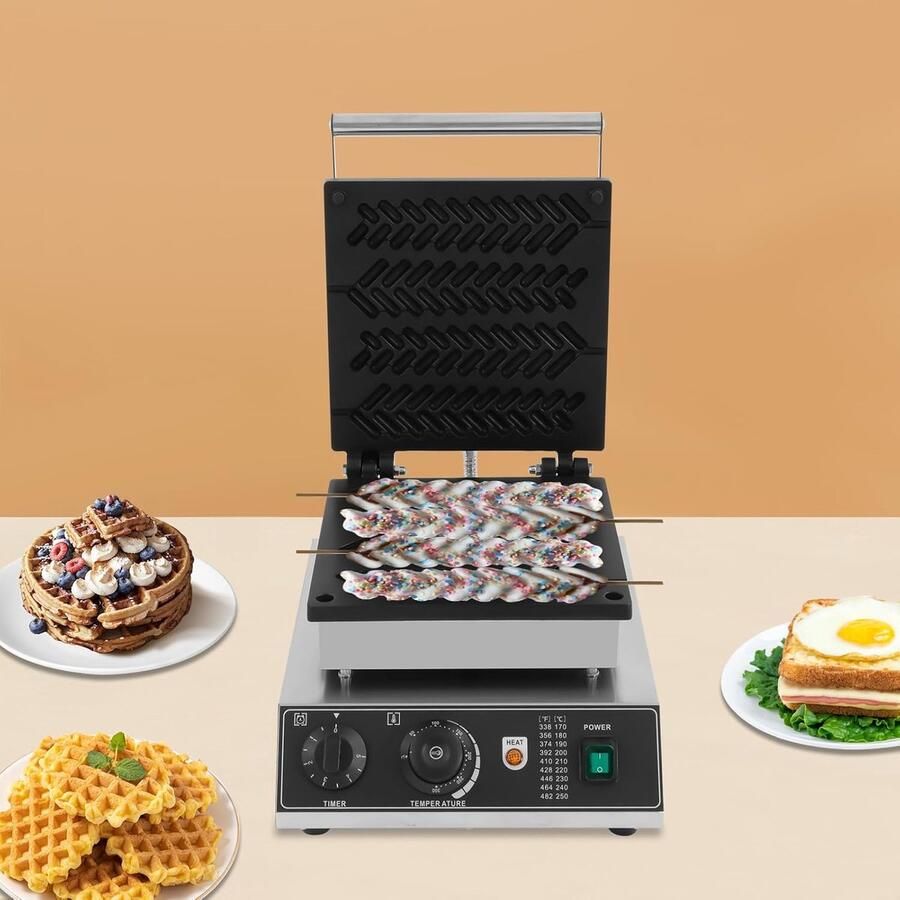 Wafelijzer Tarwe Wafelmaker Desserts Maken Non-stick Coating 4 Wafels Zwart