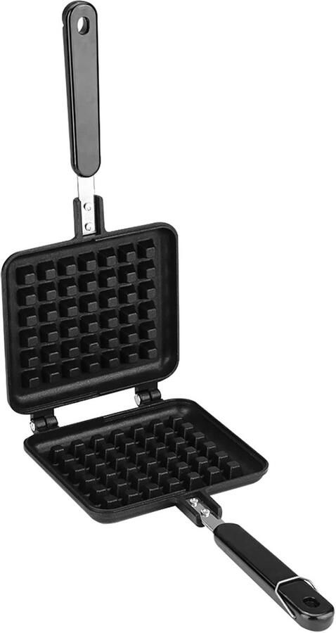 Wafelijzer van Gietijzer met Anti-aanbaklaag 31 5 x 14 cm Wafelpan voor Ontbijt en Tussendoortjes