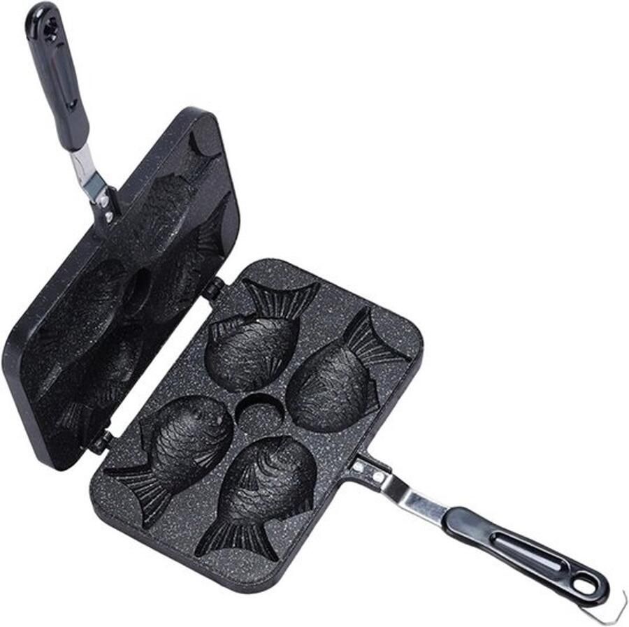Wafelijzer Visvormige pan Lekkere Snacks Maken Dubbelzijdig Verwarmd 375 x 24 cm Zwart