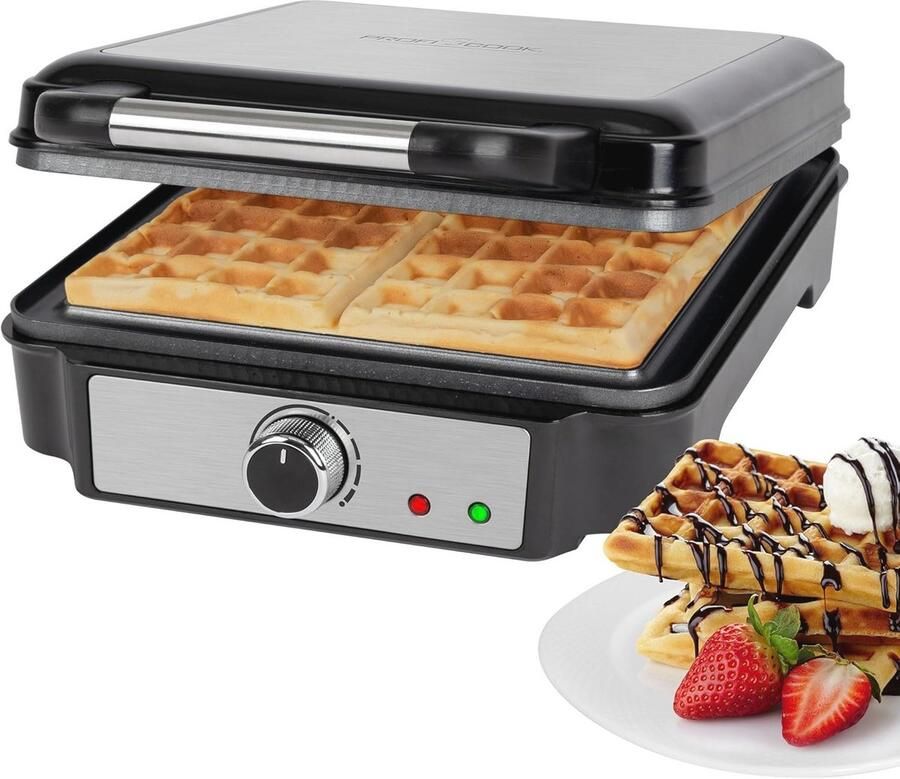 Wafelijzer voor Belgische Wafels met 4 Bakoppervlakken en Antiaanbaklaag 1200 Watt