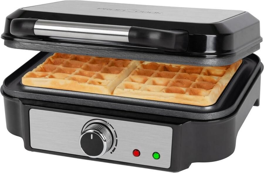 Wafelijzer voor Belgische Wafels met Antiaanbaklaag en Traploze Bruiningsgraad 1000 Watt