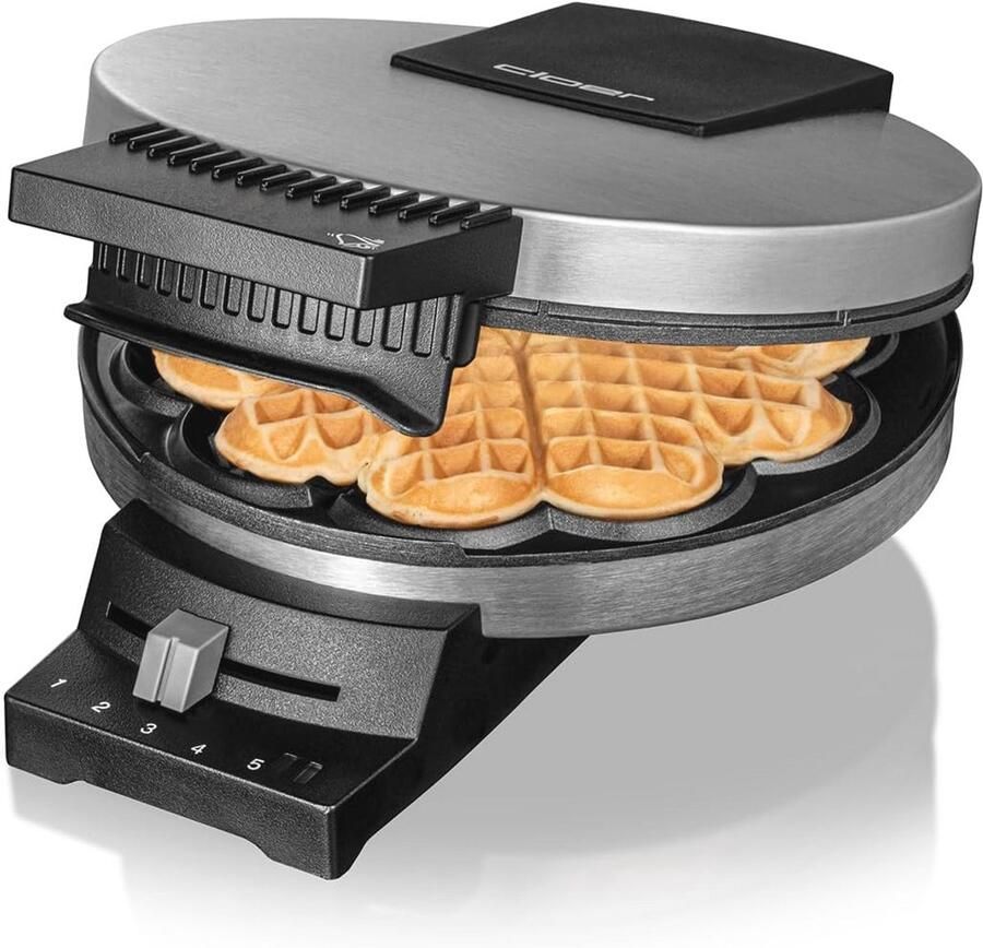 Wafelijzer voor Hartwafels met Dubbele Anti-aanbaklaag en 930W Vermogen 16cm