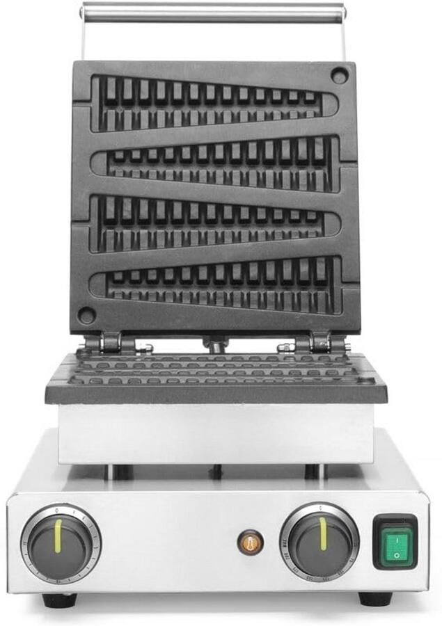 Wafelijzer voor lollypop wafels 4 stuks tegelijk instelbare temperatuur Teflon antiaanbaklaag roestvrij staal 1750W 230V 310x395x230mm