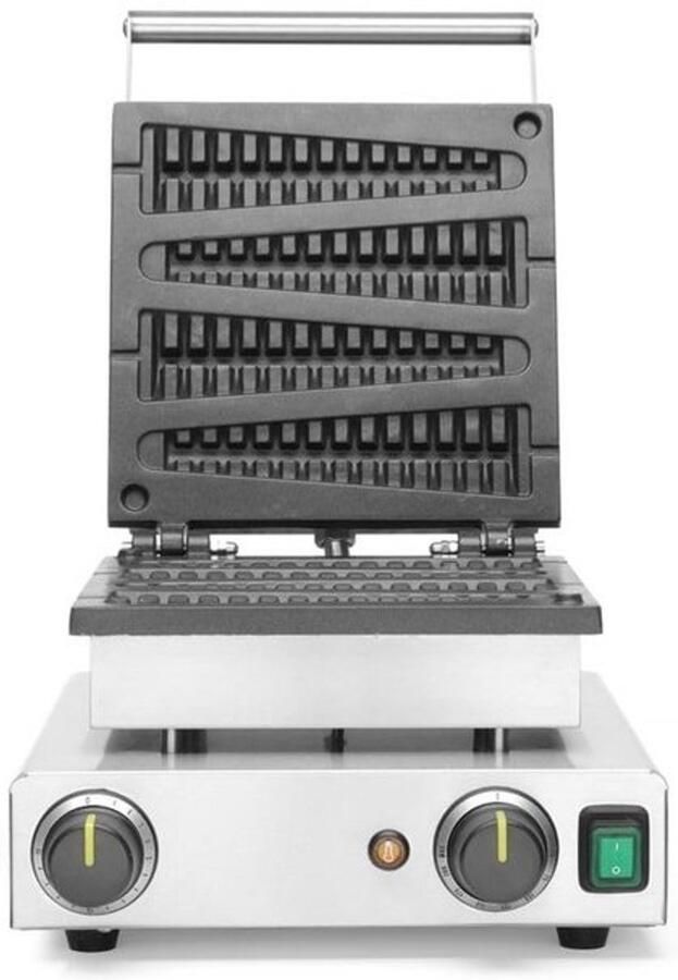Wafelijzer voor lollypopwafels 4 stuks tegelijk Instelbare temperatuur Teflon-antiaanbaklaag roestvrij staal 1750 W 230 V 310 x 395 x 230 mm