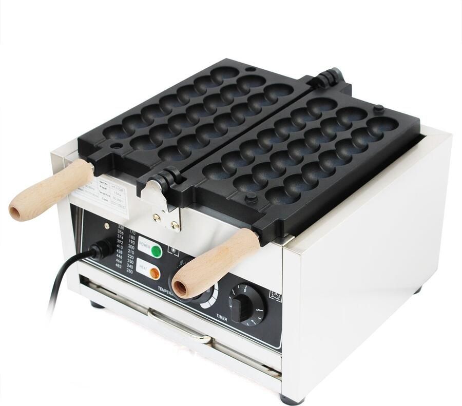 Wafelijzer Wafel Bites Maker 1500 W Vermogen 30 5x29 cm Bakplaat RVS Aluminium Hout Elektrisch Wafelbal Machine