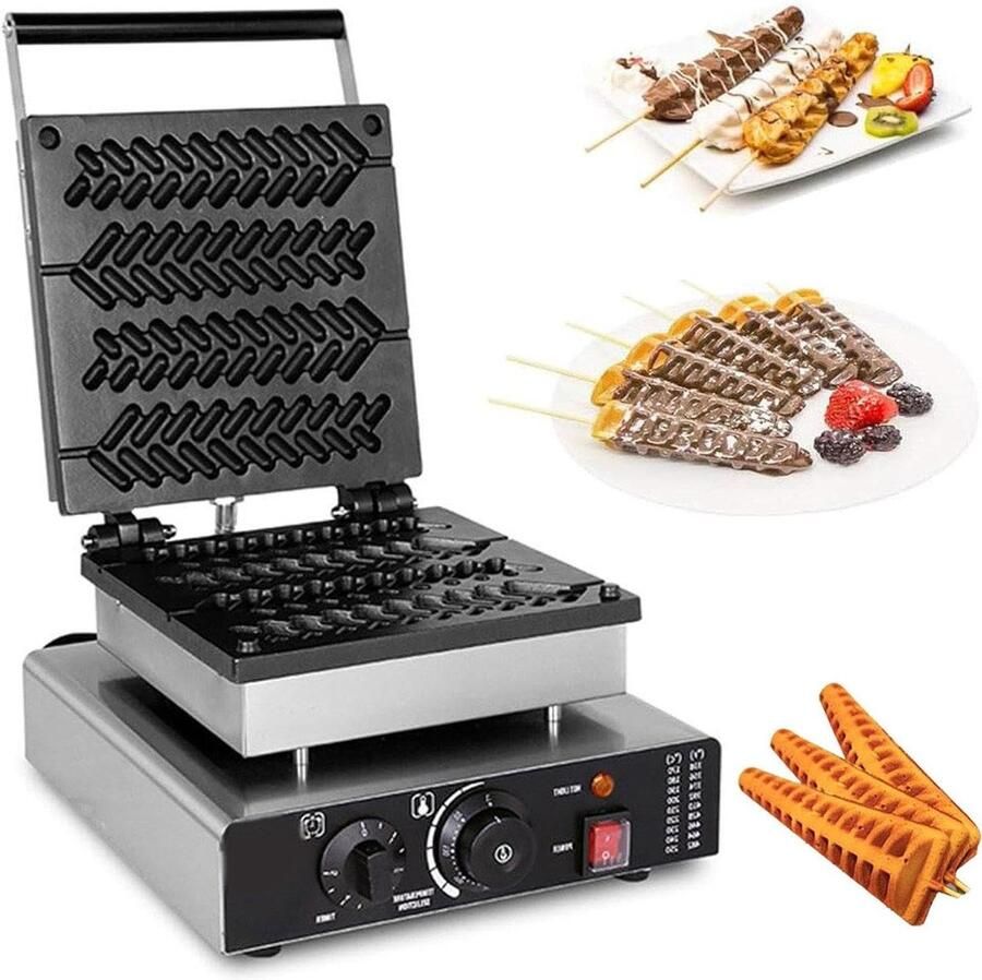 Wafelijzer Wafelmachine Bakken van wafels 4 boomvormige wafels 1750W Zilver