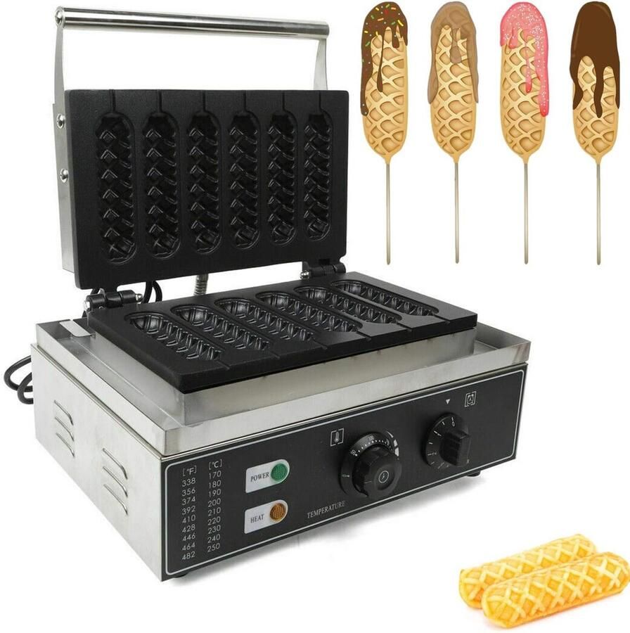 Wafelijzer Wafelmachine Commercieel Gebruik 6 Wafels Tegelijk 44x26x41 cm