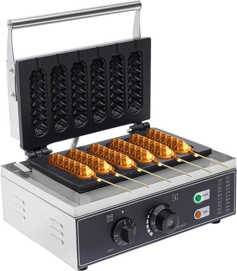 Wafelijzer Wafelmachine Wafelmaker Lekkere Wafels Bakken Non-stick Coating 6 Wafels Roestvrij Staal