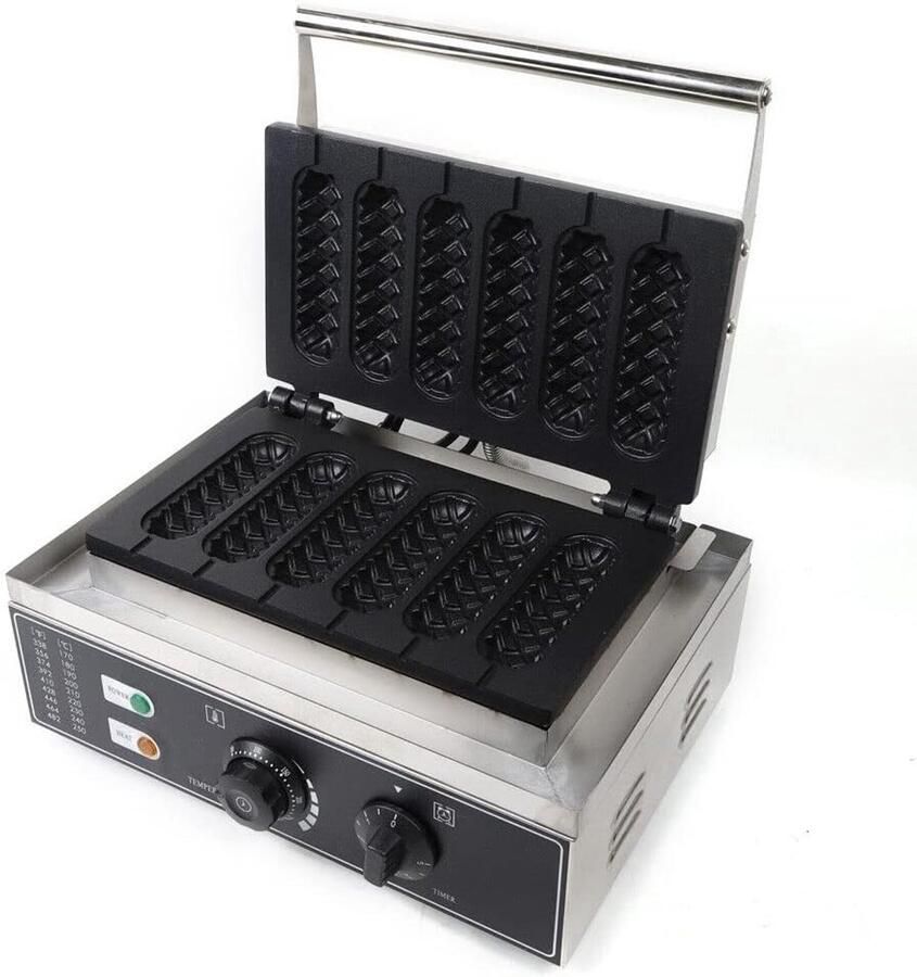 Wafelijzer Wafelmachine Wafelmaker Wafels Bakken Non-stick oppervlak 6 wafels tegelijk Zwart