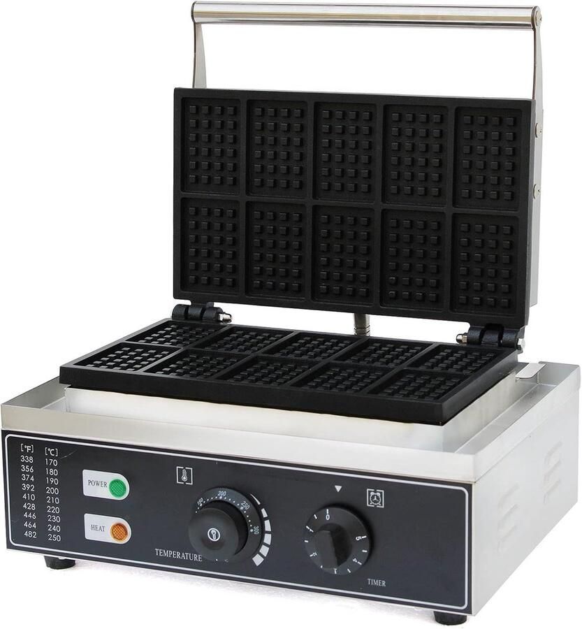 Wafelijzer Wafelmaker Apparaat Lekkere Wafels Bakken Dubbele Anti-aanbaklaag 38.5 x 27.5 x 21.5 cm Roestvrij staal