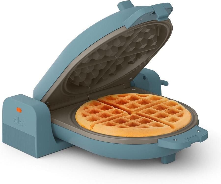 Wafelijzer Wafelmaker Bakplaat Wafels Bakken Ruimtebesparend Opvouwbaar 17.8 cm Blauw