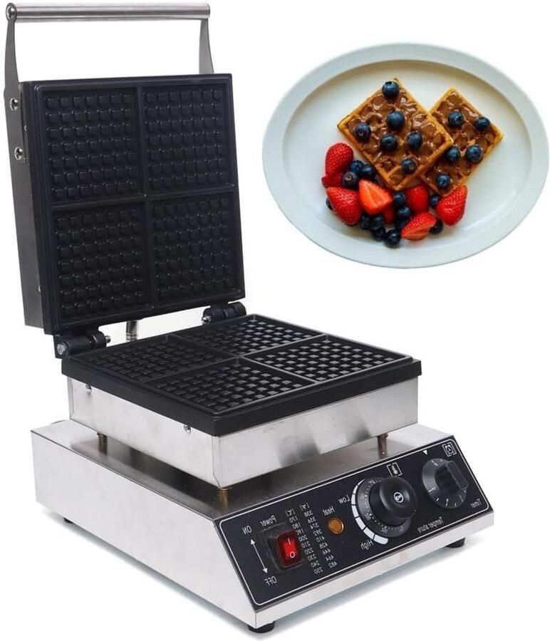 Wafelijzer Wafelmaker Lekkere Wafels Bakken Precisie Temperatuur Controle 4 Wafels Tegelijk Zilverkleurig
