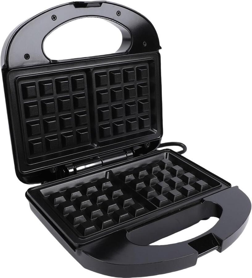 Wafelijzer Wafelmaker Ontbijt Maken Dubbele Platen 24 cm Zwart