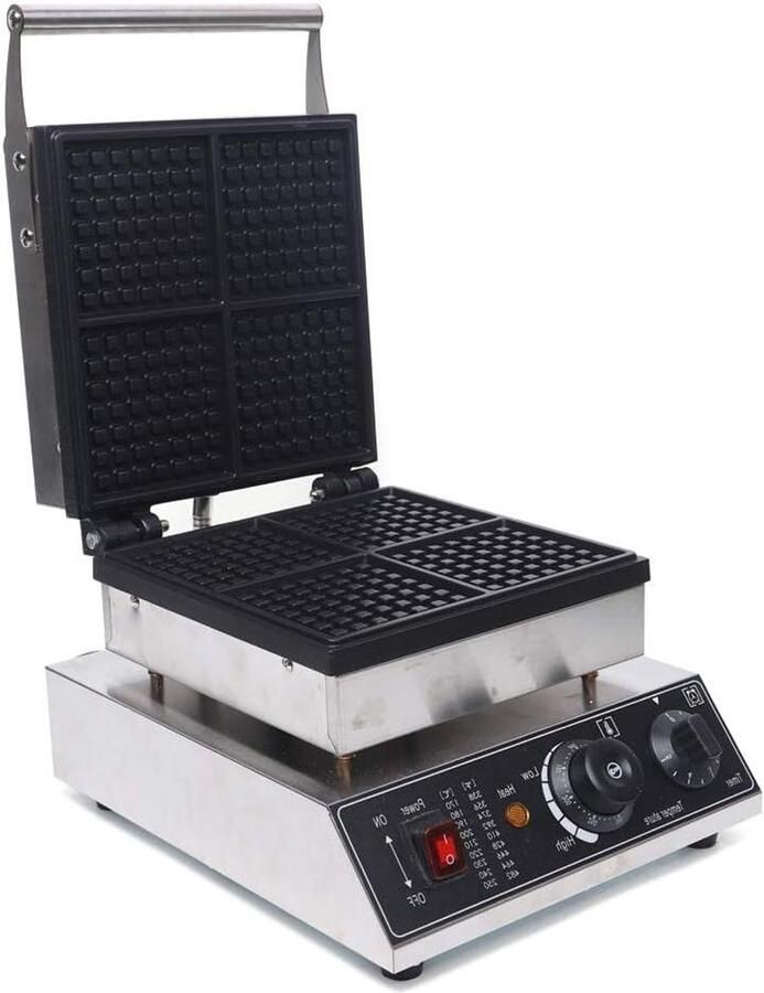 Wafelijzer Wafelmaker Wafels Bakken Dubbele Anti-aanbak Pannen 4 Wafels Zilver