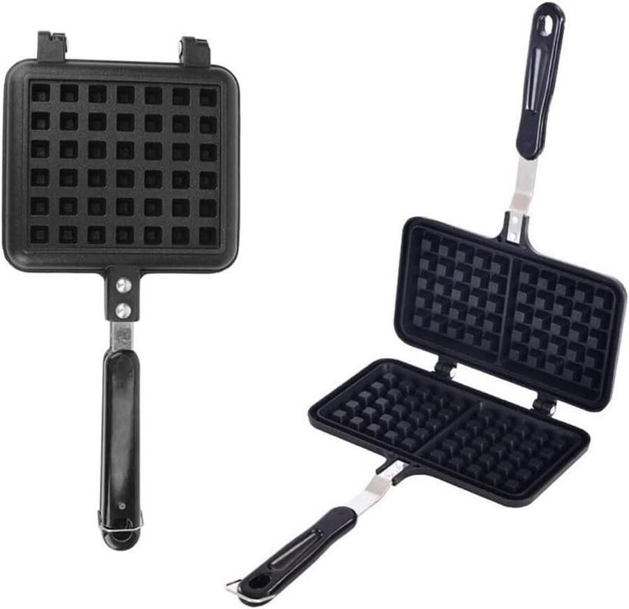 Wafelijzer Wafelpan Ontbijt Maken Draaibaar Ontwerp Compact Formaat Zwart